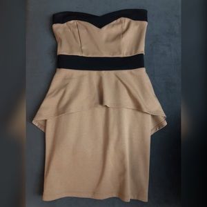 Tan/black peplum dress